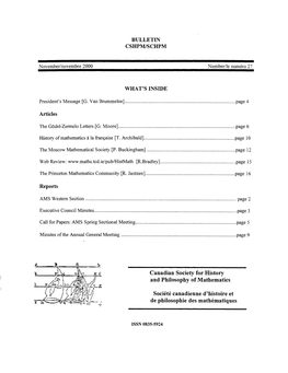 Canadian Society for History and Philosophy of Mathematics