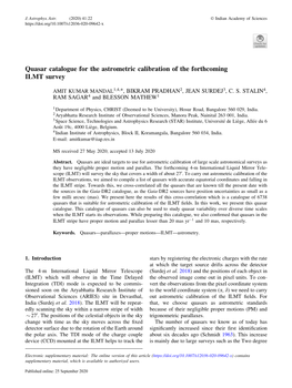 Quasar Catalogue for the Astrometric Calibration of the Forthcoming ILMT Survey