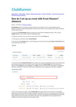 How Do I Set up an Event with Event Planner? (District) How Do I Set up an Event with Event Planner? (District)