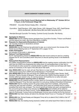 19 Above Derwent Parish Council