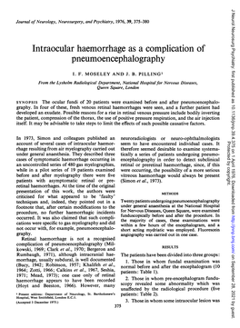 Intraocular Haemorrhage As a Complication of Pneumoencephalography