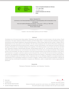 (Pterosauria, Pterodactyloidea) with the Description of Two New Species Anais Da Academia Brasileira De Ciências, Vol