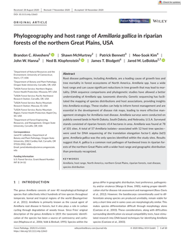 Phylogeography and Host Range of Armillaria Gallica in Riparian Forests of the Northern Great Plains, USA