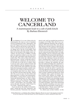 CANCERLAND a Mammogram Leads to a Cult of Pink Kitsch by Barbara Ehrenreich