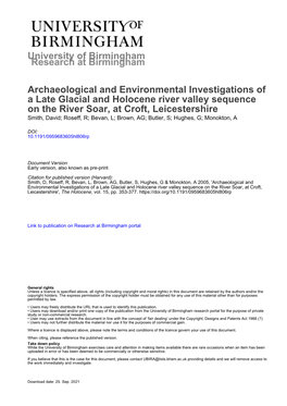 University of Birmingham Archaeological and Environmental