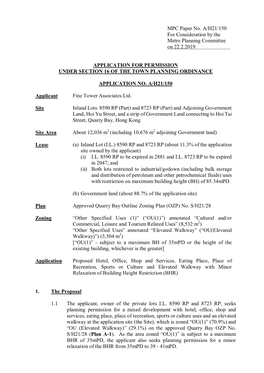 MPC Paper No. A/H21/150 for Consideration by the Metro Planning Committee on 22.2.2019