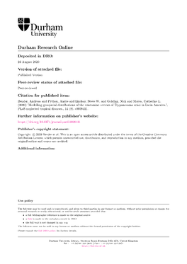 Trypanosoma Cruzi in Latin America.', Plos Neglected Tropical Diseases., 14 (8)