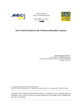 An Analysis of Fair Trade Practices in the Brazilian Amazon