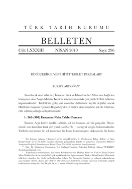 BELLETEN Cilt: LXXXIII NİSAN 2019 Sayı: 296