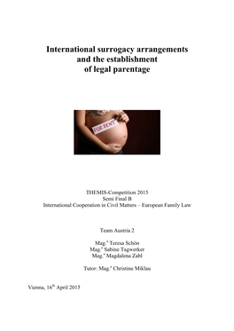 International Surrogacy Arrangements and the Establishment of Legal Parentage