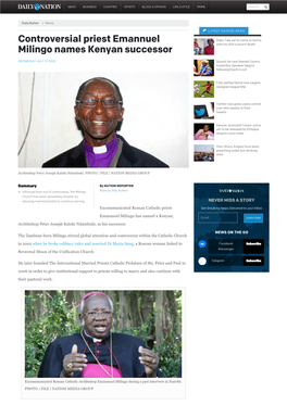 Controversial Priest Emannuel Milingo Names Kenyan Successor