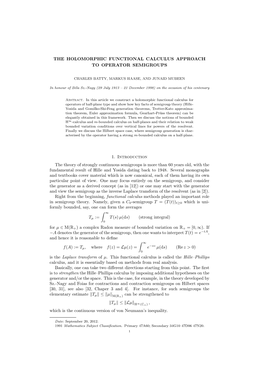 The Holomorphic Functional Calculus Approach to Operator Semigroups