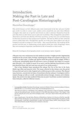 Introduction. Making the Past in Late and Post-Carolingian Historiography