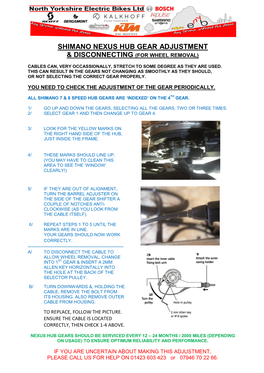 Shimano Nexus Hub Gear Adjustment & Disconnecting