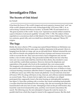 Investigative Files the Secrets of Oak Island Joe Nickell