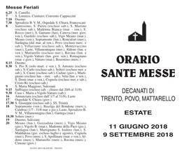 Orario Sante Messe