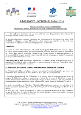 Règlement Intérieur 2020/2021