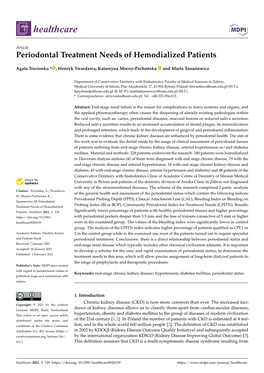 Periodontal Treatment Needs of Hemodialized Patients