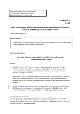 SC54-Com.16 (21.13) Draft Resolution on Promoting the Conservation And