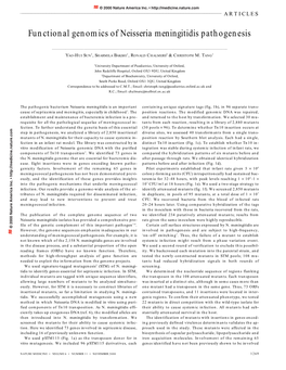 Functional Genomics of Neisseria Meningitidis Pathogenesis