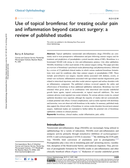 Use of Topical Bromfenac for Treating Ocular Pain and Inﬂammation Beyond Cataract Surgery: a Review of Published Studies