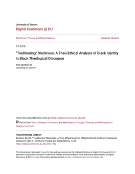 A Theo-Ethical Analysis of Black Identity in Black Theological Discourse