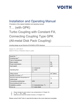 Installation and Operating Manual