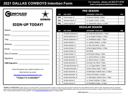 Compass Media Networks 2019 Cowboys Intention Form
