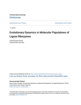 Evolutionary Dynamics in Molecular Populations of Ligase Ribozymes