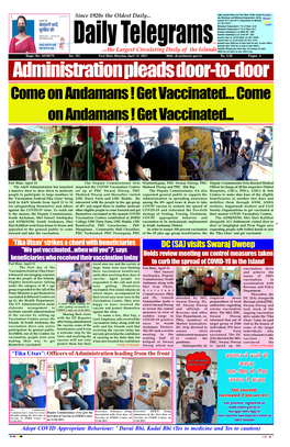 Administration Pleads Door-To-Door Come on Andamans ! Get Vaccinated… Come on Andamans ! Get Vaccinated