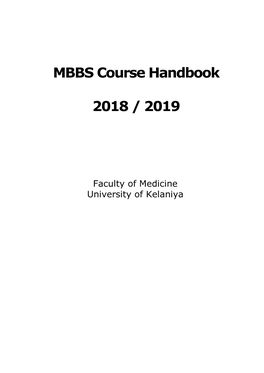 MBBS Course Handbook 2018 / 2019