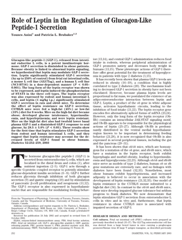 Role of Leptin in the Regulation of Glucagon-Like Peptide-1 Secretion Younes Anini1 and Patricia L