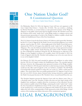 One Nation Under God? a Constitutional Question Elk Grove Unified School District V