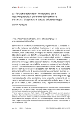 La “Funzione-Baruchello” Nella Poesia Della Neoavanguardia: Il Problema Delle Scritture, Tra Sintassi Disegnativa E Statuto Del Personaggio