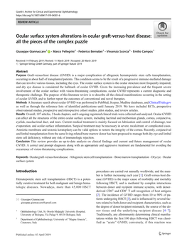 Ocular Surface System Alterations in Ocular Graft-Versus-Host Disease: All the Pieces of the Complex Puzzle