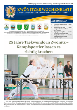 Zwönitzer Wochenblatt / 29. Jahrgang / Ausgabe 35 / Vom 30. August 2018