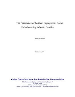 Racial Under Bounding in North Carolina