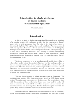 Introduction to Algebraic Theory of Linear Systems of Differential