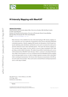 HI Intensity Mapping with Meerkat