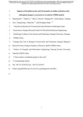 Impacts of Desulfobacterales and Chromatiales on Sulfate Reduction in The