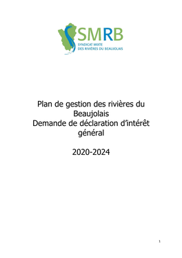 Plan De Gestion Des Rivières Du Beaujolais Demande De Déclaration D’Intérêt Général