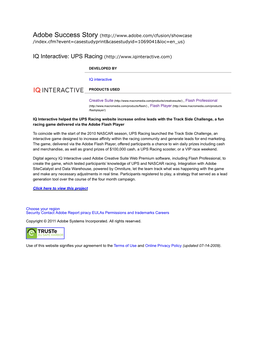 Customer Showcase : Adobe Success Story : IQ Interactive: UPS