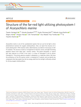 Structure of the Far-Red Light Utilizing Photosystem I of Acaryochloris Marina