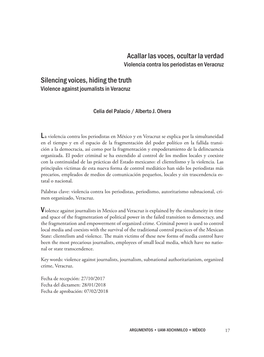 Acallar Las Voces, Ocultar La Verdad Violencia Contra Los Periodistas En Veracruz