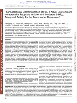 Pharmacological Characterization of H05, a Novel Serotonin And