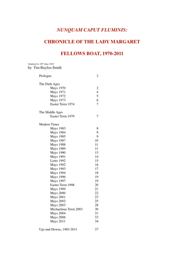 A History of the Fellows' Boat 1970-2011