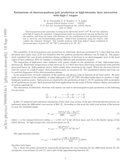 Arxiv:Physics/9909034V1 [Physics.Atom-Ph] 18 Sep 1999 Where Lcrn 3.Rltvsi Eprtrso Atelectrons Fast P of Pair Temperatures Relativistic Diﬀerent Somewhat [3]