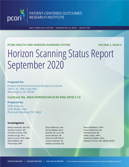 Horizon Scanning Status Report, Volume 2