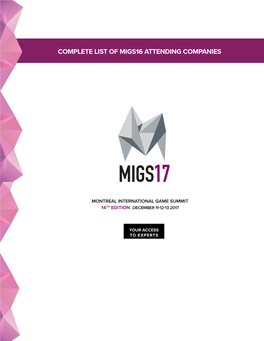 Complete List of Migs16 Attending Companies