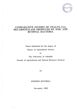 Comparative Studies of Oxalyl-Coa Decarboxylase Produced by Soil